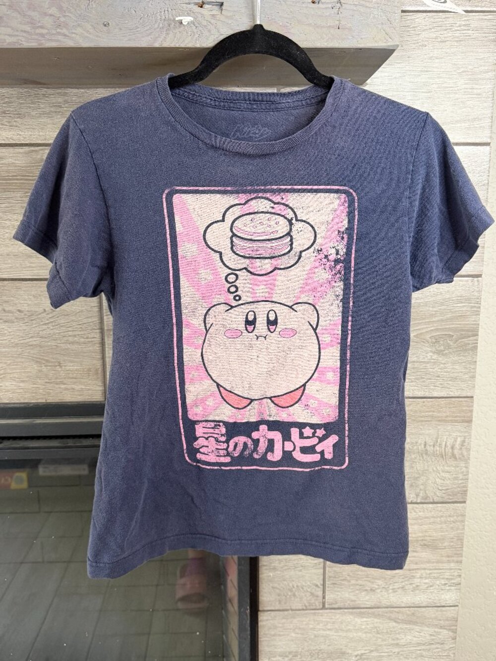 Hot Topic Kirby Japanese Burger Graphic Tee Black Women’s XS